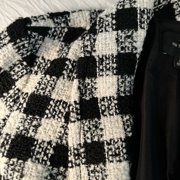 Ann Taylor belted buffalo plaid tweed car coat - Picture 3 of 9